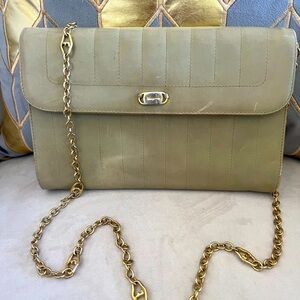 Salvatore Ferragamo Vtg Quilted Small Mint Green Leather Clutch Shoulder Bag Lux